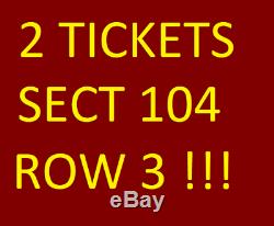 10/20 San Francisco 49ers @ Washington Redskins 2 tickets Sect 104 Row 3