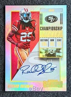 18 Contenders Richard Sherman On-Card Signature Prizm Ticket Auto SSP #/5, 49ers