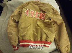 1980s Vintage Gold Satin NFL San Francisco 49ers Starter Jacket Large L