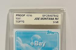 1981 Topps #216 Joe Montana RC Rookie Progressive Blue Proof 1/1 49ers ASA 9