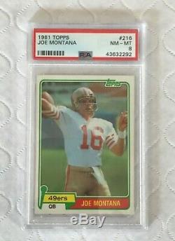 1981 Topps #216, Joe Montana, SF 49ers RC Rookie, PSA 8 NM-MT, Freshly Graded