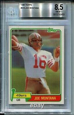 1981 Topps Football 216 Joe Montana 49ers Rookie Card Graded BGS NM Mint+ 8.5