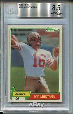 1981 Topps Football 216 Joe Montana 49ers Rookie Card RC Graded BGS 8.5 49ers 81