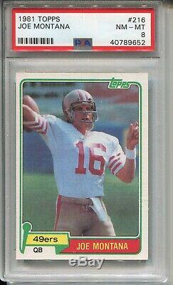 1981 Topps Football #216 Joe Montana 49ers Rookie Card RC Graded PSA 8 49ers'81