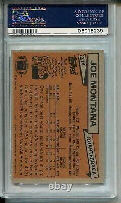 1981 Topps Football 216 Joe Montana 49ers Rookie Card RC Graded PSA Mint 9 49ers