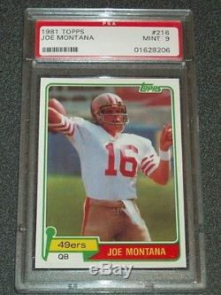 1981 Topps JOE MONTANA RC Rookie Card #216 PSA 9 MINT Condition (Centered)
