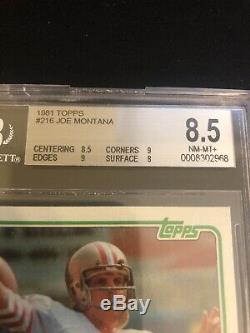 1981 Topps Joe Montana Rookie #216 Rc Bgs 8.5