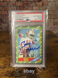 1986 TOPPS RP RC JERRY RICE ON CARD AUTO PSA AUTHENTIC! San Francisco 49ers