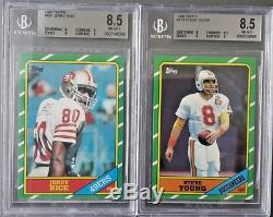 1986 Topps #161 Jerry Rice #216 Steve Young BGS 8.5 RC Rookie Card Lot 8 9 Subs
