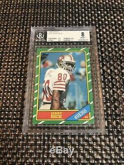 1986 Topps #161 Jerry Rice Rookie Football Card Bgs 8 Nm-mt 49ers