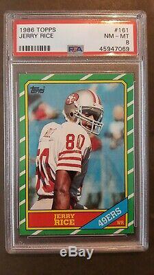 1986 Topps #161 Jerry Rice Rookie Football card PSA 8 Nm-Mt San Francisco 49ers