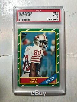 1986 Topps Football 161 Jerry Rice RC Rookie PSA 9 MINT SF 49ers Beautiful Card