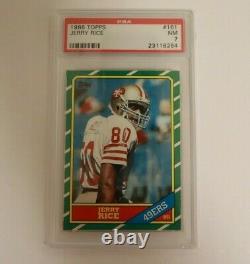 1986 Topps Football #161 Jerry Rice San Francisco 49ers RC Rookie HOF PSA 7 NM