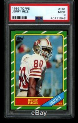 1986 Topps JERRY RICE Rookie RC 49ers #161 PSA 9