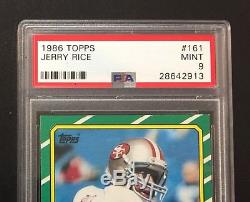 1986 Topps Jerry Rice PSA 9 MINT, San Francisco 49ers #161 Rookie Football Card
