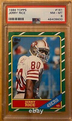 1986 Topps Jerry Rice Rookie RC card #161 PSA 8