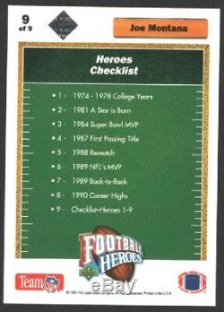 1991 Upper Deck Football Heroes Joe Montana On-Card Auto 2271/2500 SSP SICK