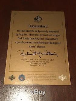 1998 SP Authentic Player's INK JERRY RICE 49ers HOF AUTO Autographed #d 39/80