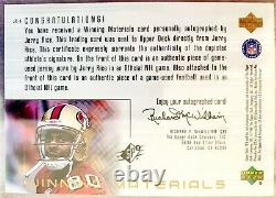1999 SPX Winning Materials Jerry Rice #JR-R Game Used Ball Jersey Patch Auto /80