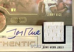 1999 SPX Winning Materials Jerry Rice #JR-R Game Used Ball Jersey Patch Auto /80