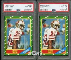 (2) Two 1986 Topps #161 Jerry Rice Rookie Cards, Both Psa 8, Nm-mt, No Qualifier