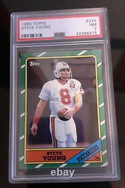 2 card Lot! 1986 Topps Jerry Rice # 161 PSA 7 and Steve Young #374 PSA 7 NM