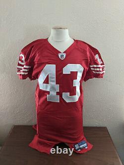 2008 San Francisco 49ers Player #43 Game Jersey Red Reebok Size 44