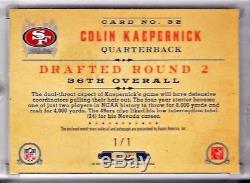 2011 Timeless Treasures AUTO RC Materials NFL Shield Colin Kaepernick #'d 1/1 RC