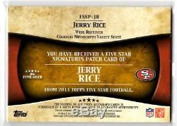 2011 Topps Five Star JERRY RICE Auto Autograph Patch Jersey On-Card #38/50 SP