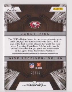 2012 Crown Royale Legendary Silhouettes Jerry Rice Jumbo G-w Patch Auto 20/25