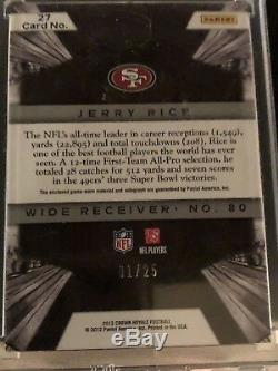 2012 Panini Crown Royale Logo Jersey Patch 49ers Jerry Rice Auto #1/25 1/1