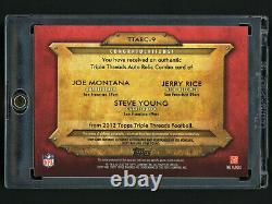 2012 Topps 3X Threads Joe Montana/Jerry Rice/Steve Young Auto Jersey #/27 49ers