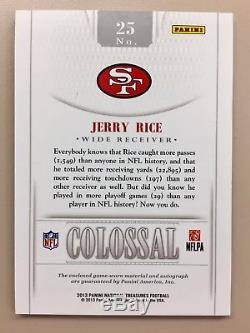 2013 Jerry Rice Panini National Treasures Colossal Materials Jersey AUTO /25