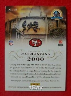 2013 National Treasures Joe Montana Patch & Auto 4/50! Beautiful Mint Card