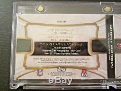 2013 Topps Supreme JOE MONTANA/STEVE YOUNG AUTO/DUAL PATCH BOOKLET /15 49ers SSP