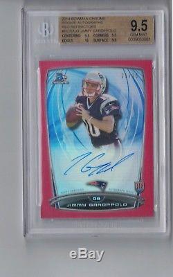 2014 BOWMAN CHROME RED REFRACTOR AUTO JIMMY GAROPPOLO 25/25 BGS 9.5 49ers Rookie