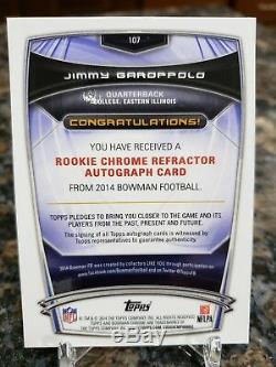 2014 Bowman Chrome Jimmy Garoppolo 49ers RC ON CARD Auto REFRACTOR #107