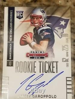 2014 Jimmy Garoppolo Rookie Ticket, Panini Contenders Auto 49ers Franchise QB