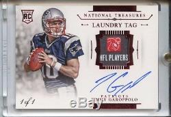 2014 National Treasures Jimmy Garoppolo 49ers True 1/1 Autographed Laundry Tag