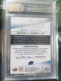 2014 Sp Authentic Jimmy Garoppolo Rookie Auto Card #177 Mint Bgs 9/10