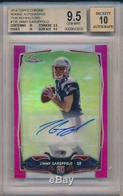 2014 Topps Chrome Jimmy Garoppolo 49ers Jersey 1/1 Rookie RC Pink Auto 10/75 BGS
