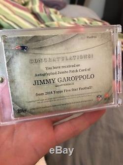 2014 Topps Five Star Jimmy Garoppolo Logo Patch Auto! 5/5! 49ers! Patriots Head