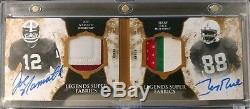 2014 UD Exquisite Jerry Rice Joe Namath On card Auto Dual Patch #2/5