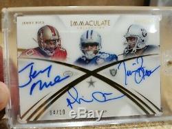 2015 Panini Immaculate Collection. #4/10 Jerry Rice Tim Brown Michael Irvin Auto