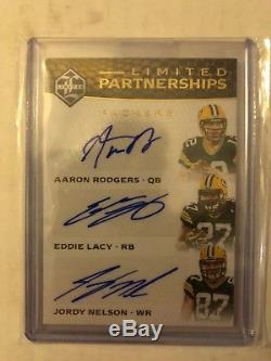 2016 Leaf Limited AARON RODGERS/LACY/JORDY NELSON TRIPLE AUTO 4/5 SSP Packers