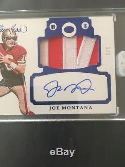 2017 Flawless Football Joe Montana Patch Auto Encased 3/3 On Card Auto 49ers