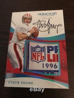 2017 Immaculate Steve Young 1/1 Game Worn NFL Shield On Card Auto Wow