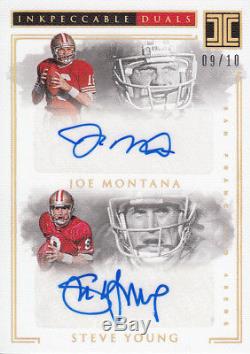 2017 Impeccable Joe Montana Steve Youngs 49ers Duals Autograph Auto 9/10 Rare