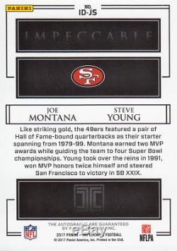 2017 Impeccable Joe Montana Steve Youngs 49ers Duals Autograph Auto 9/10 Rare