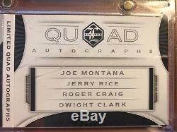 2017 Limited Joe Montana Jerry Rice Clark Craig QUAD Auto Book True 1/1 49ers